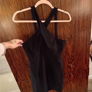 French Connection Black Crisscross Strap Crop Top